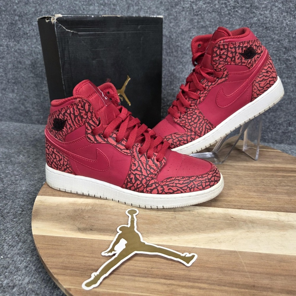 Nike Air Jordan 1 Retro High Premium Shoes Youth Size 5Y Red Elephant 838850-600
